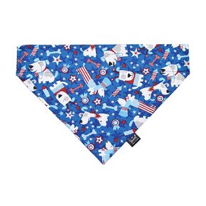 Patriotic 4th of July over the collar dog bandana, red, white and blue no tie slip on Independence Day pet neckwear (Stars on stripes, Small)