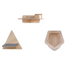 Customized Set Wooden Cat Wall Furniture With Cat Hammock Box Cat Step Shelf with 2 Bowls, Cat Shelf for Playing, Climbing, Cat Bed Wall Mounted, Hammock Mounted Cat Beds and Perches