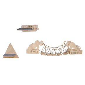 Customized Set 3Ps Wooden Cat Wall Furniture With Cat Bridge Triangle Cat Step Shelf With 2 Bowls, Cat Wall Shelves for Eating Playing Climbing, Cat Tree Toy Cat Furniture for Indoor Cat