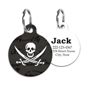 Pirate Flag Personalized Custom Pet ID Tag Nautical Charm for Cats and Dogs