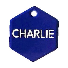 Dog Tag Hexagon Translucent Laser Engraved Acrylic Dog Tag Custom Made Personalized in USA Quiet For Dog Collar (Neon)
