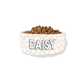 Daisy Print Custom Dog Food Bowl Ceramic Pet Food Bowl With Name (Small)