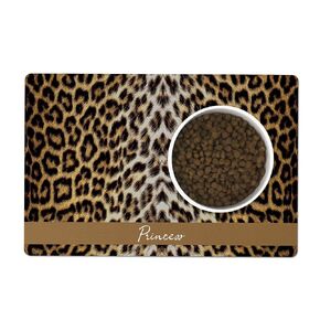 Custom Feeding Mat for Dog or Cat, Leopard Fur Print, Personalized Pet Placemat