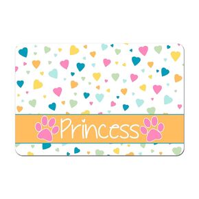 Personalized Pet Bowl Mat, Food Mat, Pet Placemat, Dog Lover - Pastel Hearts