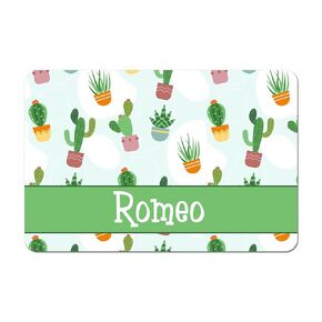 Personalized Pet Food Mat, Pet Bowl Mat, Pet Placemat - Cactus