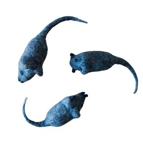 3 Felted Mice Solid Wool Kicker Toys - Dark Charcoal Gray felt Mouse Set (3 total) with catnip - Hand-felted felt wool mouses for cats and kittens