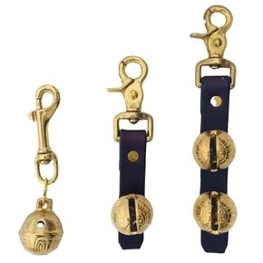 Boxwood and Mum Handmade Bear Bell for Hiking, Brass Sleigh Bells on Leather Strap, Horse Rhythm, Dog Pet Training, Trail Bell, Keychains, Amish Made in USA