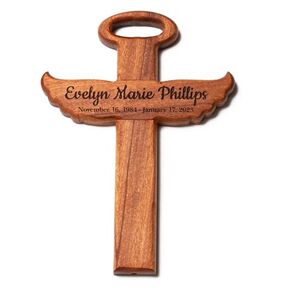 Angel Wing Memorial Cross - Garden or Roadside Marker - Handmade Wood Grave Marker