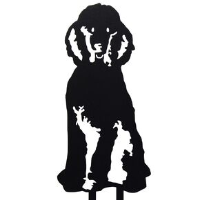 Black Powder Coated Metal Poodle Dog Silhouette Yard Stake (Small)