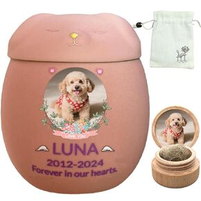 Custom Dog Urn,Pet Urn,Pet Urns for Dogs,Pet Cremation Urn,Dog Urns for Ashes,Urns for Dogs,Ceramic Urn,Handmade Custom Personalized|Pink Dog Small