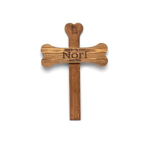 Memorial Cross with Pet Name | Personalized Wood Burial Grave Marker for Dogs