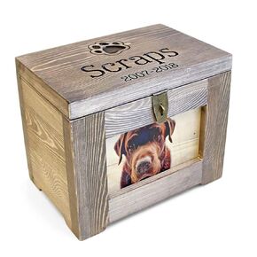 Personalized Pet Memory Box Dog/Urn Memorial Photo Frame Chest Picture Keepsake