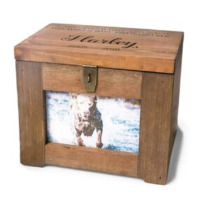 Personalized Pet Memory Box Urn with Name,Quote or Poem - Memorial Photo Frame Chest Picture Keepsake