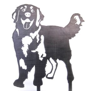 Corten Steel Standing Golden Retriever Dog Silhouette Yard Stake (Large)