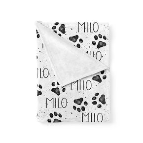 Personalized Paw Print Dog Blanket With Pets Name