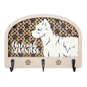 Decorative Dog Leash Holder, 8 1/4" W x 6" H, Handcrafted Gift for Dog Lover West Highland Terrier Westie