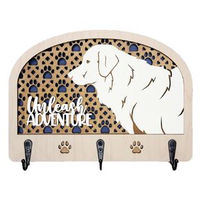 Decorative Dog Leash Holder, 8 1/4" W x 6" H, Handcrafted Gift for Dog Lovers Golden Retreiver