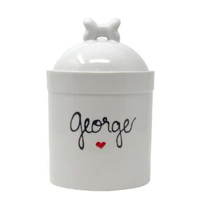 Large Size Personalized Dog Treat Jar and Canister Personalized with Name, Airtight Dog Treat Container with Silicone Seal and bone Lid, Cute Ceramic Dog Treat Jars for Kitchen Counter, White