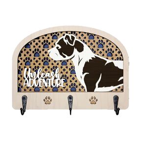 Decorative Dog Leash Holder, 8 1/4" W x 6" H, Handcrafted Gift for Dog Lovers Pitbull