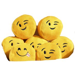 3" Squeaky Plush Dog Ball Toys+ Sounds, Cute Dog Toy for small medium dogs Handmade in USA (Sounds Emoji Dog Ball)