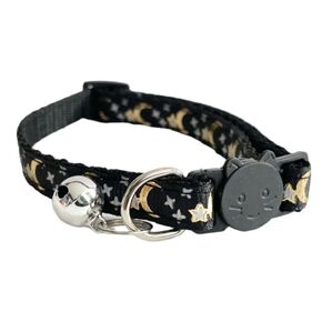 Moon Star Pattern Breakaway Cat Collar with Bell, Adjustable Cat Necklace