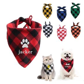 Personalized Dog Cat Pet Bandana Embroidered Name Custom Neck Ornament Dog Scarf Triangle Bib Bandana Pet Clothing Accessories Suitable for Small Medium Large Dogs Cats Pet Name Birthday Gift in Saudi Arabia