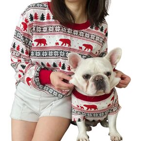 Handmade Pet and Owner Christmas Family Matching Sweaters Sweatshirt, North Pole Polar Bears PJ Sleep Shirt Pants Short Sleeve Tee, Dog Cat Kid Matching Clothes
