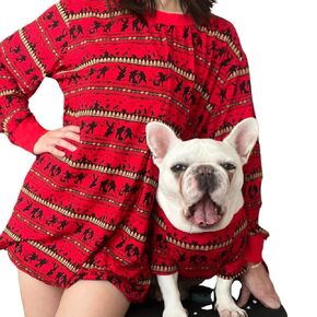 Handmade Pet and Owner Christmas Family Matching Red Sweaters Sweatshirt,Lightweight Holidays Pajamas Pants Sleep Short Sleeve Shirt, Dog Cat Kid Matching Clothes