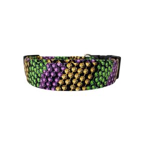 Mardi Gras Beads Dog Collar (Large (1" wide))