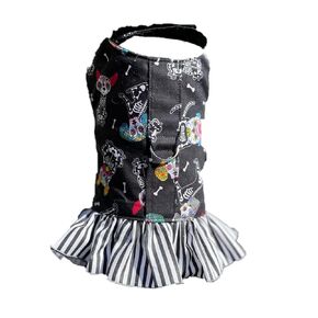 Pet Dog Cat Teacup Ruffle Harness (Sugar Skulls, Small)