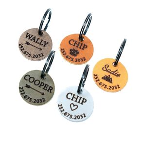 Custom Dog Tag, Customized Leather Pet ID tag, Cat tag, Full Grain Leather Pet Identification Tag, Personalized Dog tag, Quiet Dog Tag, Silent Dog Tag