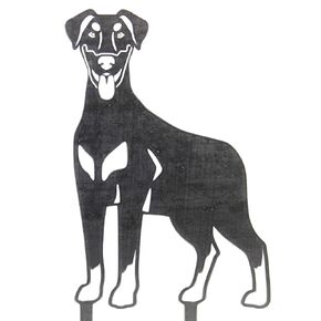Corten Steel Standing Doberman Pinscher Dog Silhouette Yard Stake (Small)