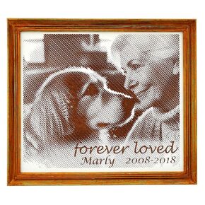 Gift for Pet Loss, Personalizabe Wooden Pet Memorial Portrait Engraving, Pet Memorial Frame, Custom Pet Keepsake, Cat Dog Memorial Frame