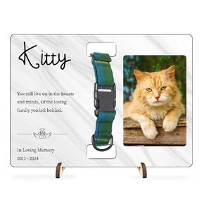 Personalized Pet Memorial Collar Holder - 6 Designs & 3 Sizes - Customizable Dog Cat Collar Frame for Remembrance, Forever in Our Hearts Pet Collar Holder (Design 5)