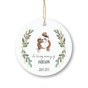 Bulldog Memorial Gift Loss of Dog Christmas Ornament
