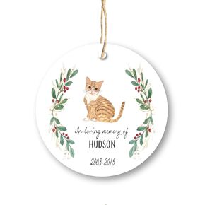Cat Memorial Gift Loss of Christmas Ornament Orange Tabby