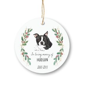 Boston Terrier Memorial Gift Loss of Dog Christmas Ornament