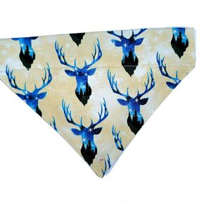 Scenic Deer Heads Over the Collar Dog Bandana That Slips onto Their Existing Collar Size (Large)