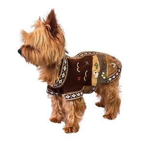 Luxury ZIP UP THE BACK dog sweater. CAFE BROWN color. Handmade in the Andes of Peru. Sizes for dogs 1-30 lbs. (2 (5.5-8 lbs))