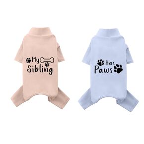 Dog Hoodie My Sibling Has Paws Hoodie Sweater Winter Dog Hoodie Warm Small Dog Sweatshirts Cotton Coat for Dogs(pink blue 3m)