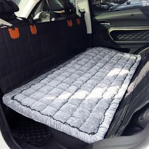 Backseat Pet Bed Mat,Anti Slip Pet Travel Dog Bed，Plaid Dog Bed for Car Back Seat, Custom Fit for Backseat Extenders and Seat Covers (Grey, 1)