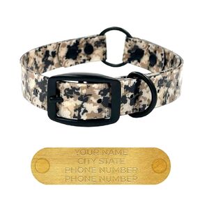 Regal Dog Products Medium Camo Hunting Dog Collar with Custom Engraved Name Plate and Heavy Duty Black Hardware Center Ring | Waterproof Personalized Dog Collars | Other Sizes for Small & Large & Dogs