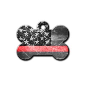 Red Line Pet id tag, Dog tag for dog,American Flag pet tag, Personalized aluminum pet id tag