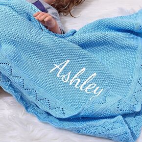 Personalized Baby Blanket, BJZLWJ Custom Baby Blanket Gifts with Name for Boy & Girl, Soft Lace Blanket, Newborn Swaddle Wrap, Pure Cotton Nap Blanket,30x40 Inch, Perfect for Baby Shower, Newborn Gift