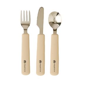 Chippi & Co Self Feeding Toddler Spoons And Forks 18+ Months, Silicone & Stainless Steel Utensils, Metal Baby Cutlery Set, Tenedores Cubiertos Para Niños, Training Spoons For Kids 1 2 Year Old (SET 3)