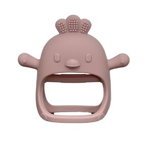 Teether for Wrist, Wearable No Fall/No Drop Teething Mitten Bracelet, Silicone, Chicken Chick, BPA Free, New Baby Gift, Baby Shower Gift (Mango)