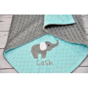 Personalized Elephant Applique Plush blanket