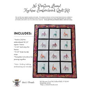 No Problem LLAMA! Machine Embroidered Quilt Kit
