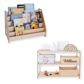 Kids Bookshelf + Toy Storage + Corner Shelf, Kids Furniture, Nursery Shelves, Kids Toy Shelves, Montessori Furniture, Nursery Bookshelf (SET of 3 Shelves)