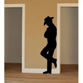 Cowboy Silhouette Decal - Leaning Wall Vinyl for Ranch or Farmhouse Decor for Living Room, Bedroom, Boys Room, Playroom, Man Cave